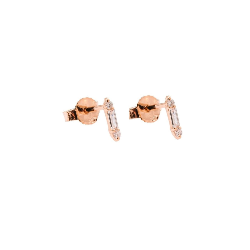 18 karat gold diamond baguette earring studs