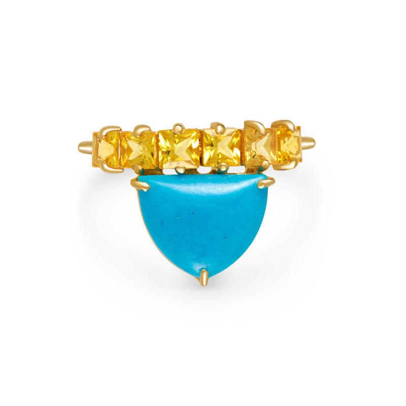 Turquoise Yellow Sapphire Row Ring