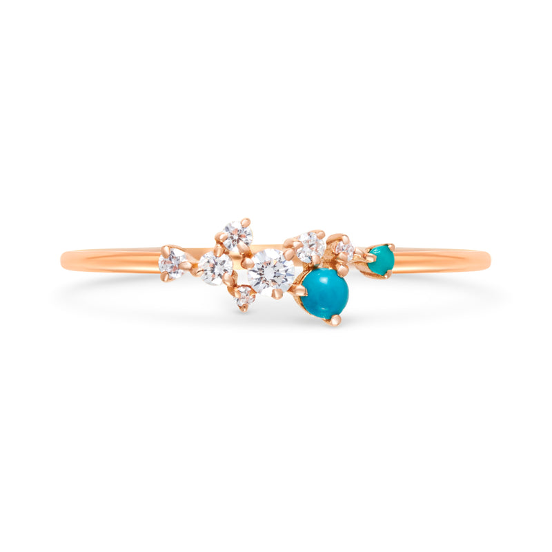 Diamond Turquoise Cluster Ring