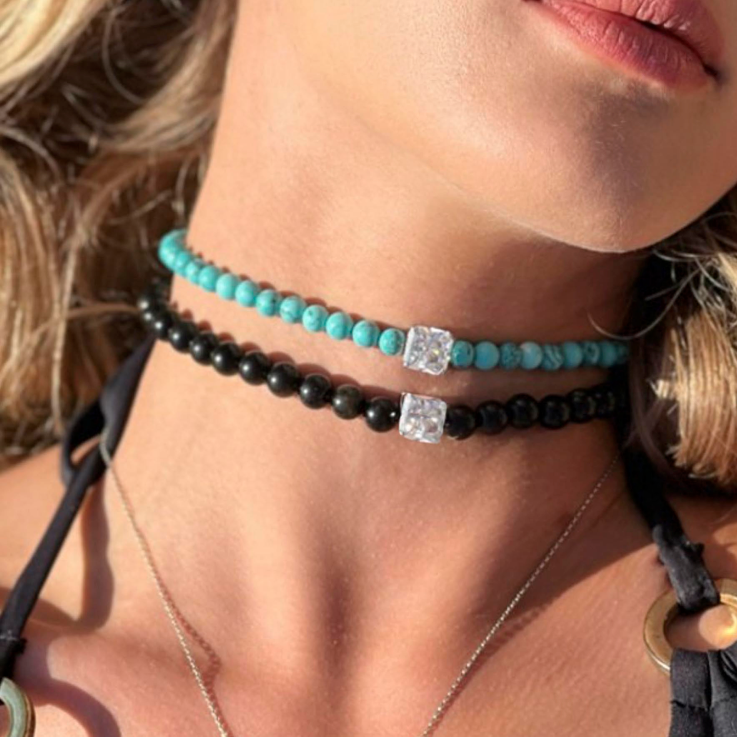 Mix and Match Beaded Choker with Center Stone