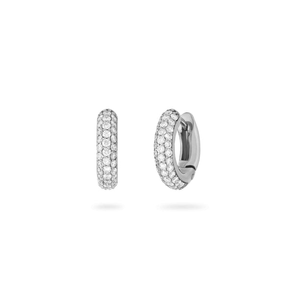 3 Row Diamond Studded Hoops- White Gold