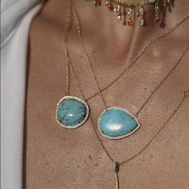 Turquoise and Diamond Luna Necklace