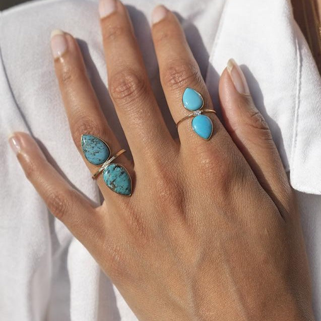 Turquoise Double Pear Ring Large