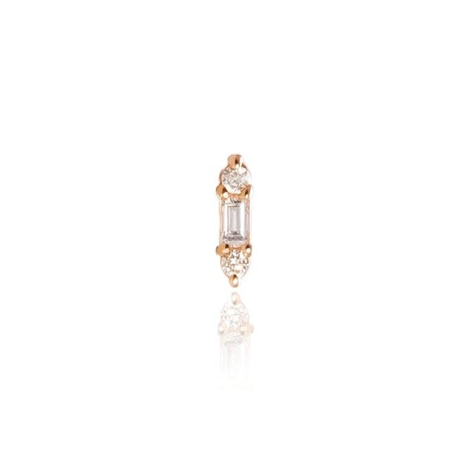 18 karat gold diamond baguette earring studs