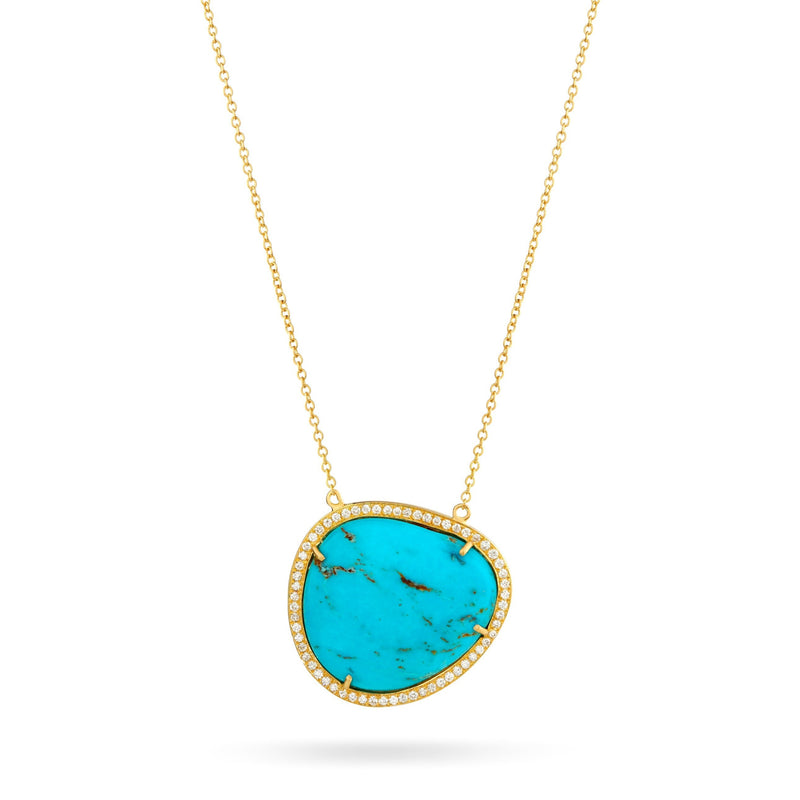 Turquoise Halo Diamond Necklace