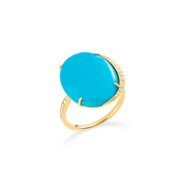 Turquoise Luna Ring with Diamonds