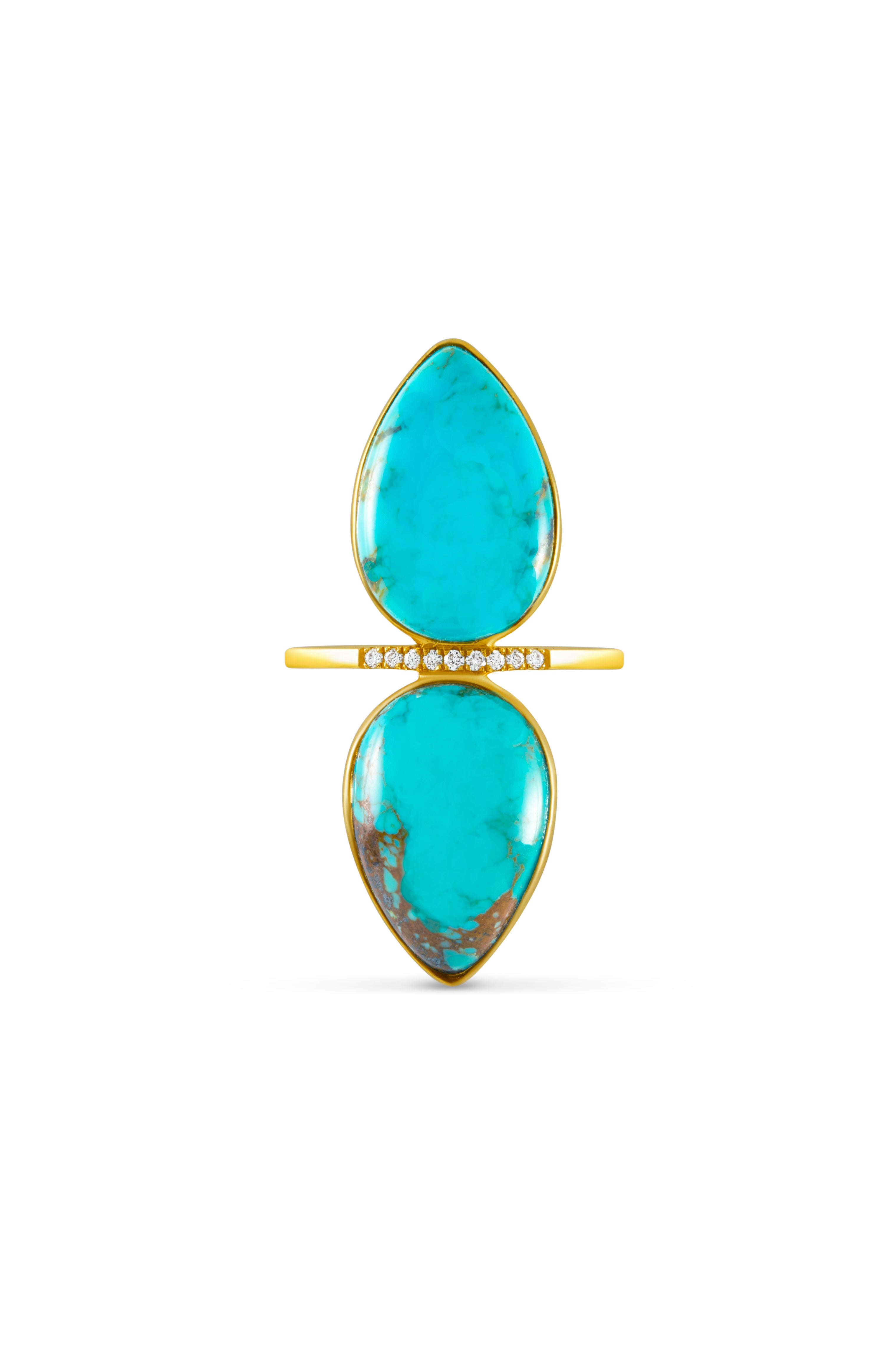 Turquoise Double Pear Ring Large
