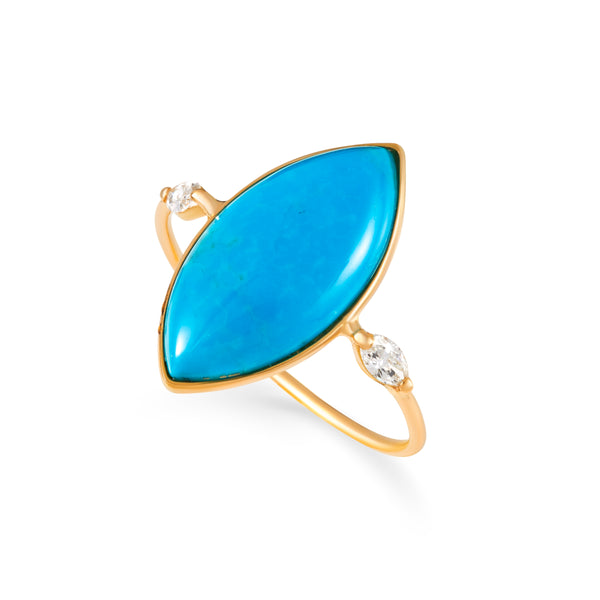 Turquoise Marquise Ring with 2 Marquise diamonds