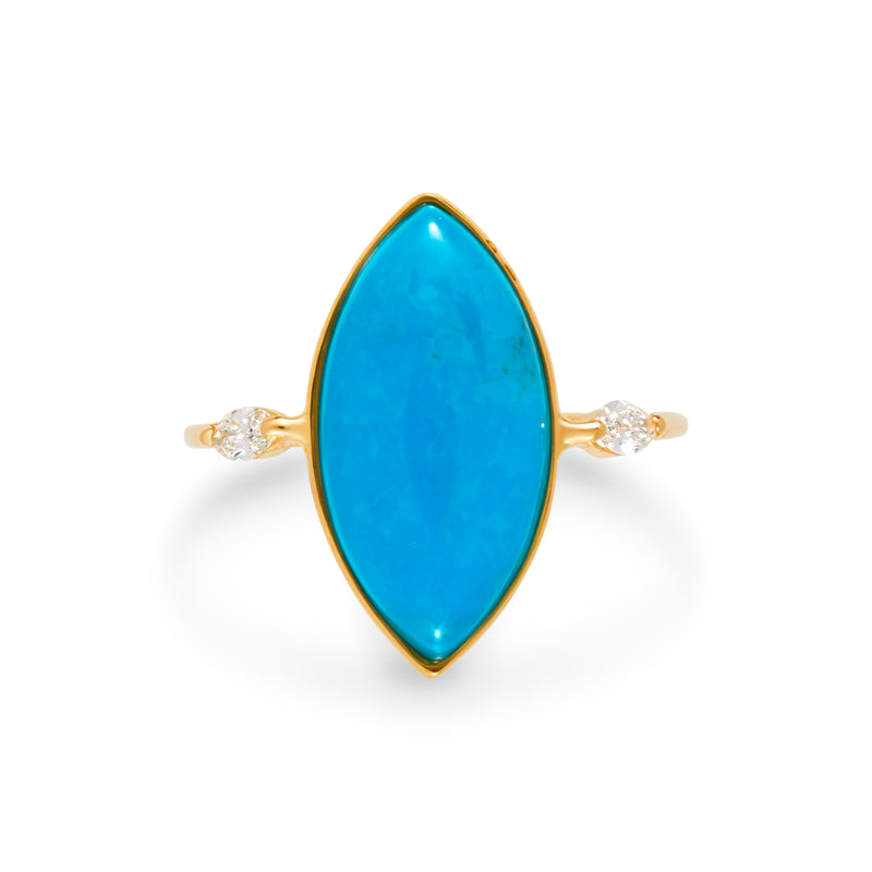 Turquoise Marquise Ring with 2 Marquise diamonds