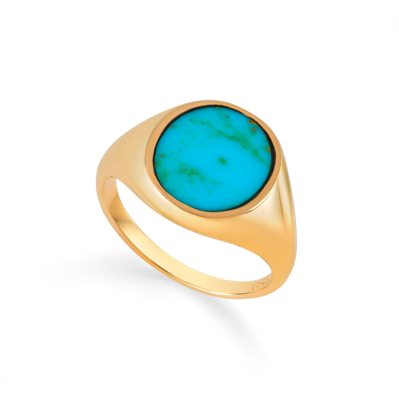 Flat Turquoise Signet Ring