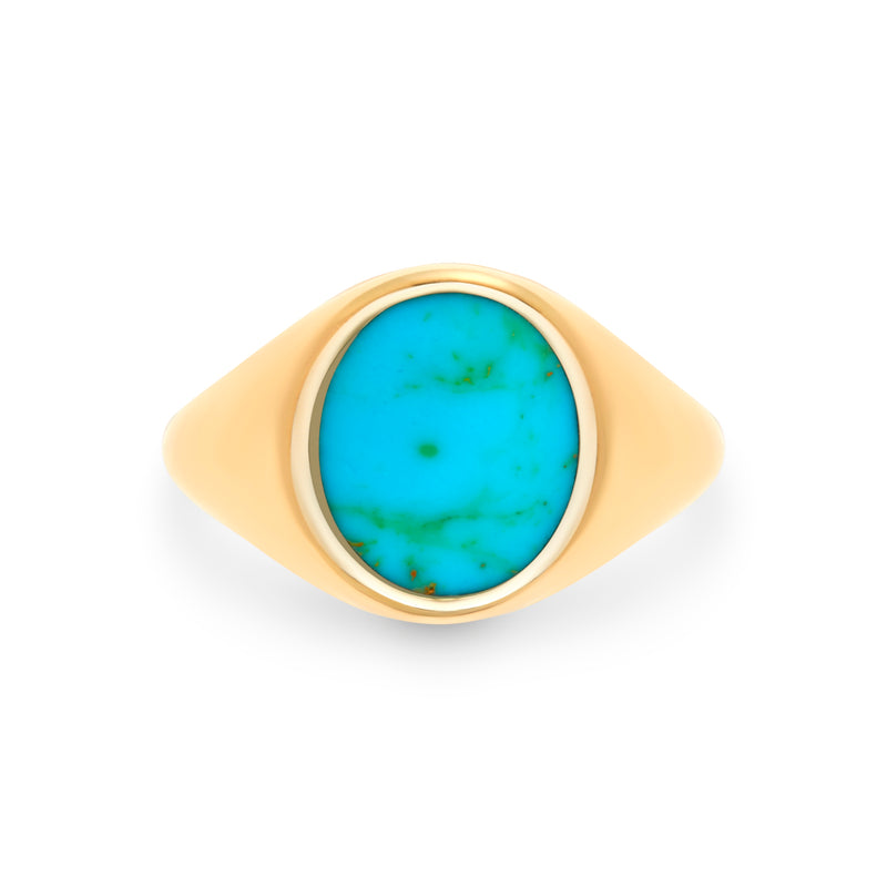 Flat Turquoise Signet Ring