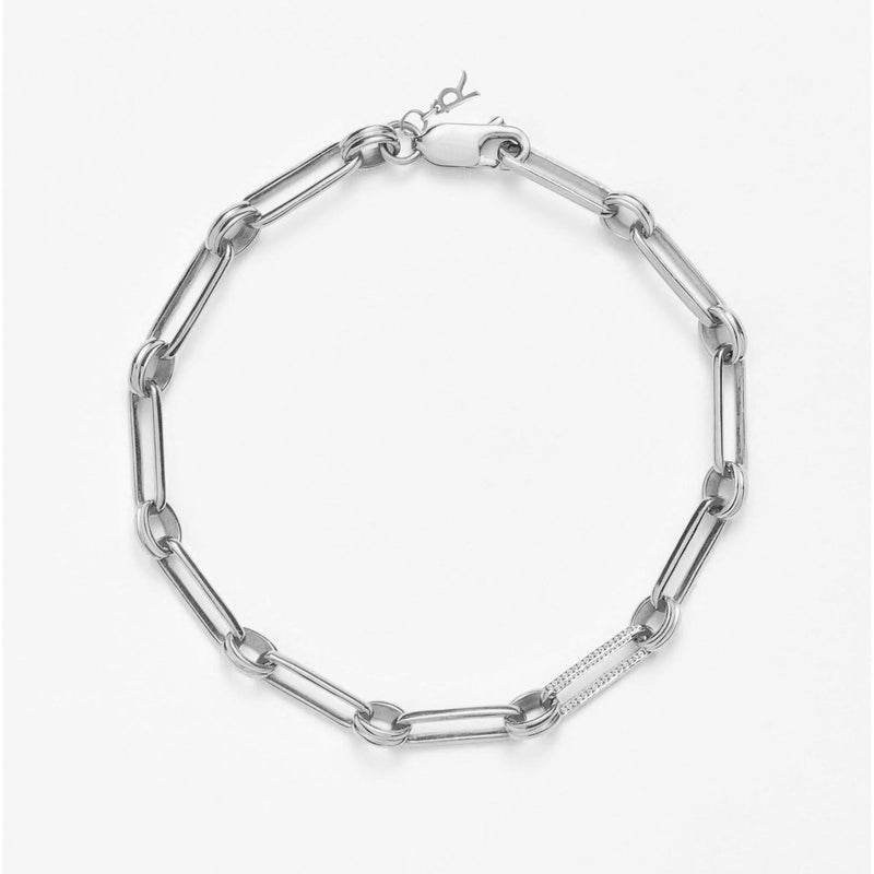Paperclip Bracelet with Diamond Link