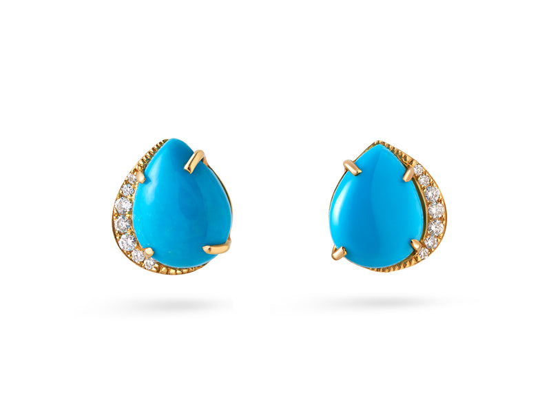 Turquoise Pear Earring Studs